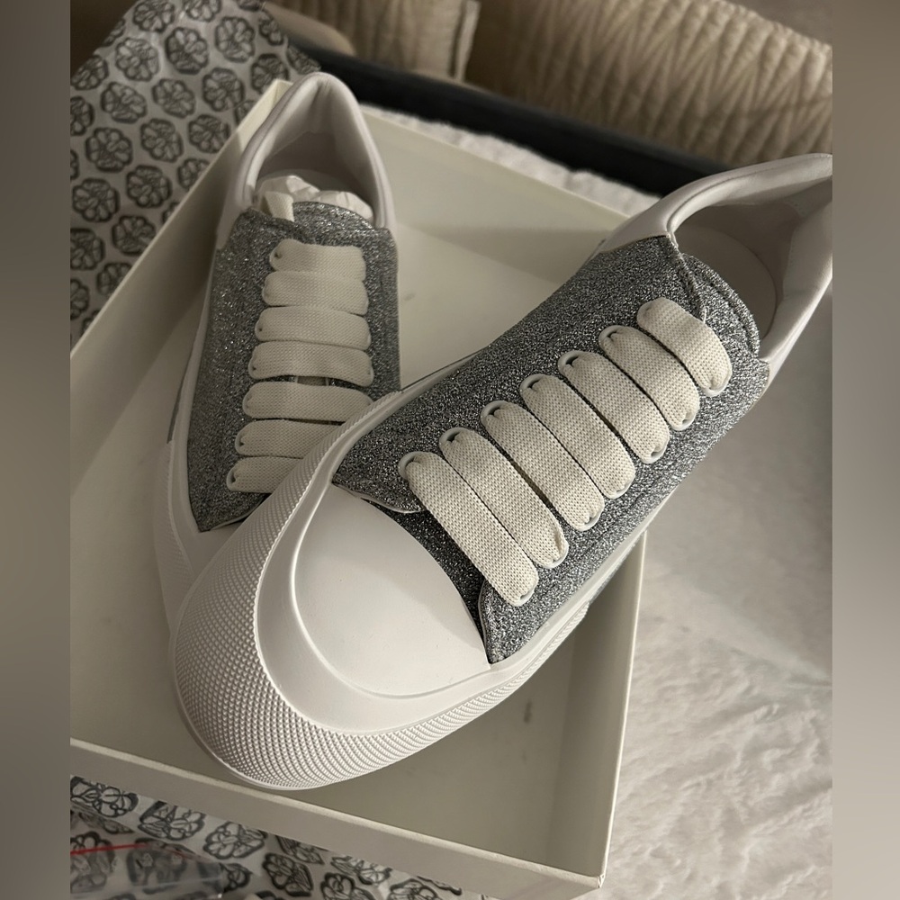 Authentic Alexander McQueens Brand New never worn. Glitter Silver Men’s Size 11